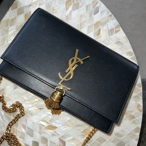 Saint Laurent monogram tassel chain wallet